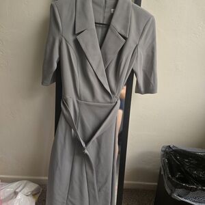 Calvin Klein Gray Long Sleeve Dress